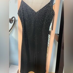 Niteline Black Strapless Dress with Beaded Detail
